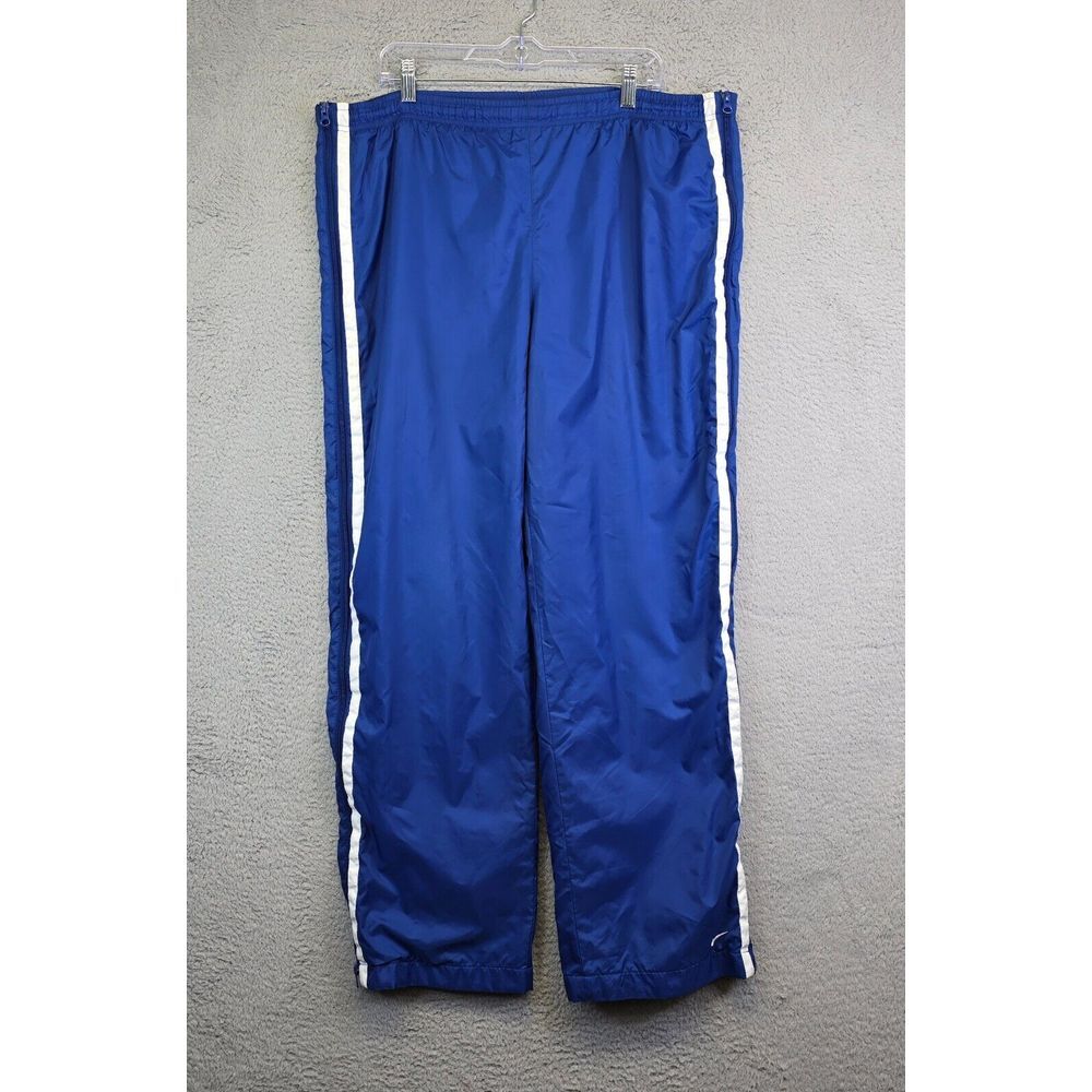 Vintage Nike Track Pants Mens XL Blue Baggy Y2K Windbreaker Side Zip Off 90s